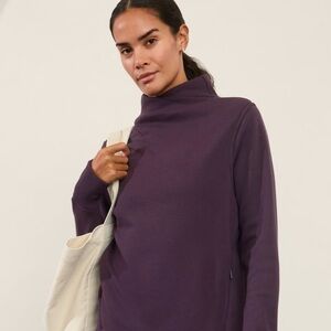 Athleta Women Cozy Karma Funnel Neck Pullover Sweatshirt XXS Spiced Cabernet Gym
